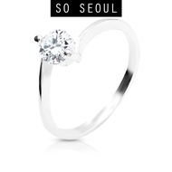 SO SEOUL Athena Brilliant Cut Solitaire Diamond Simulant Zirconia 0.5 CT Tension Setting Silver Ring