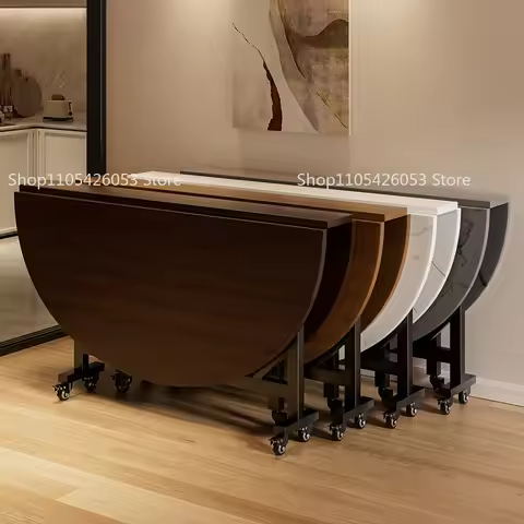 Household folding table rental house folding dining table turntable large table foldable round dinin