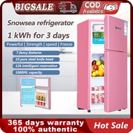 SNOWSEA Double Door Fridge House Use Dual Use Food Drink Storage Mini Portable Cooler Freezer