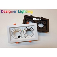 Designer Lighting Double Eyeball Casing Only With GU10 Holder Recess Spot Light Double Head Black White (EB-2H/GU10-SQ)