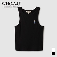 [WHO.A.U] Steve Ribbed Crop Sleeveless[B] | WHRNE2564F