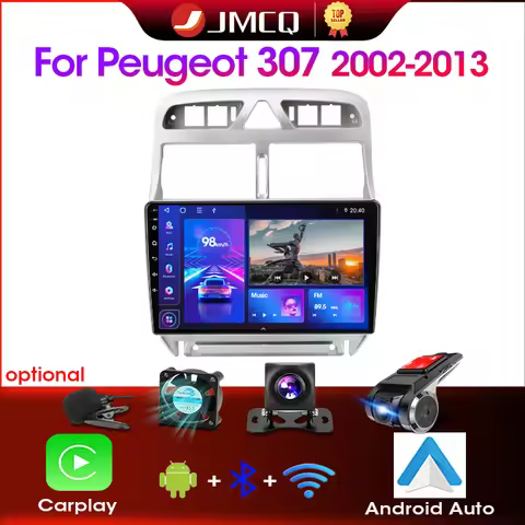 JMCQ 9" Android 12 2DIN 4G NET+WiFi DSP Car Radio Multimedia Video Player For Peugeot 307 2002-2013 