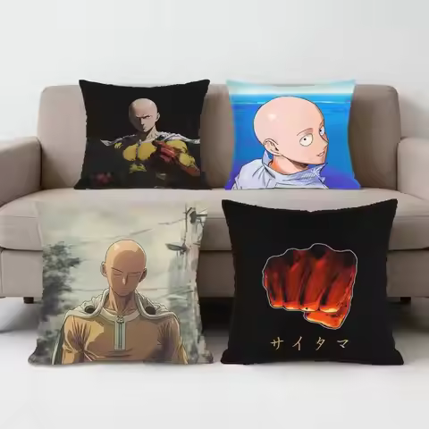 One P-Punch S-Saitama M-Man Pillow Case Sofa Living Room for Bedroom car Headboard Backrest Cushion 