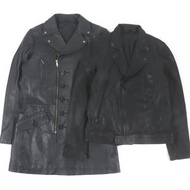 Roen Semantic Design 山羊皮和綿羊皮骷髏頭標誌皮切斯特大衣和雙層騎手夾克套裝，黑色，LL碼，正品男士，成色極佳。