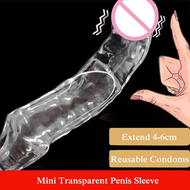 6 inches Crystal Extender Cock Penis Sleeve with Spike and Bolitas Dick Reusable Big Dick Head Dotted Ribbed Enlatger Penis Sleeves for Men