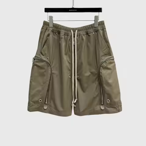 Men Drop Crotch Side Big Zipper Pockets Cargo Shorts