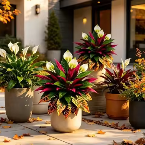 UV Resistant Fall Artificial Dragon Blood Tree Lifelike Lush Leaves Simulated Dragon Blood Branch Fa