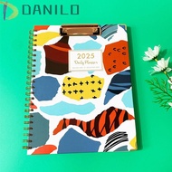 DANILO1 2025 English Agenda Book, With Plate Clamp Monthly Calendar A4 Schedules Calendar Notepad, D