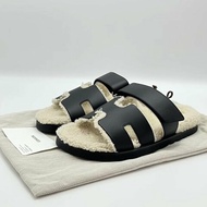 HERMES Chypre羊羔毛二舅拖鞋 41號 全新閒置配件塵袋