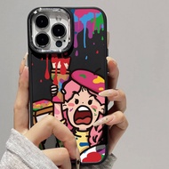 Case for iPhone 8 7 8plus 6plus 14 15 X XR XS MAX 12Promax 12 13Promax 15Promax 11 14Promax 13 Graffiti Pattern Metal Photo Frame Shockproof Protective Soft Case