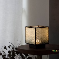 褶光燈∣海棠花玻璃∣LED暖光∣手工鑲嵌玻璃∣USB線