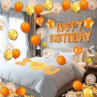 Orange Birthday Balloons Decorations Orange Happy Birthday Balloon Letters Banner with 6 Pcs Star Ba