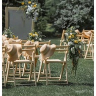 Foldable Chair Banquet Chair Hotel White Chair Lawn Solid Wood Outdoor Simple Wedding Chair Wedding 