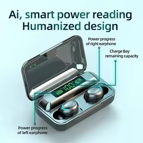 9D Stereo F9 Sport Bluetooth Headphones High Bass Earphones Handfree Touch Control Tws Wireless Earb