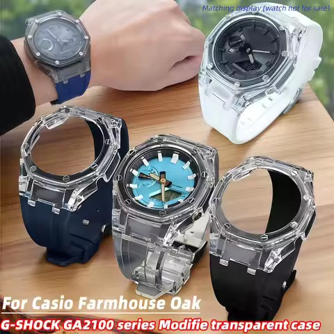 For Casio GA-2100 Farmhouse Oak G-SHOCK GA2100 GA2110 AP Watchband modification PC Transparent case 