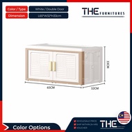 THE L32/65cm Single Double Door Foldable Storage Box Free Combination Stackable Storage Cabinet