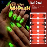 TME  Halloween Spider Web Ghost Glow in Dark Nail Polish Strips Nail Wraps Stickers Self-Adhesive Na