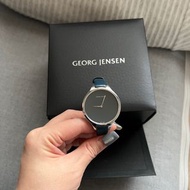 GEORG JENSEN 喬治傑森 墨綠色真皮錶帶 手錶