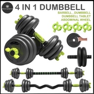 Adjustable Dumbbell Set 10/15/20/25kg 6-in-1 Dumbbell Barbell Curlbar Kettlebell Push Up Stand Abs R