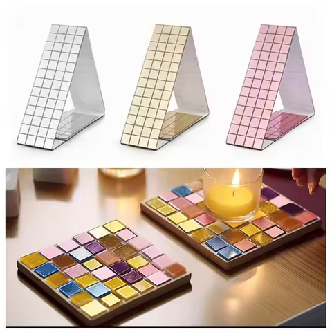 60cm Self-Adhesive Square Mosaic DIY Glass Tiles Sliver Mirrors Mosaic Sheets For Handade Crafts Wal