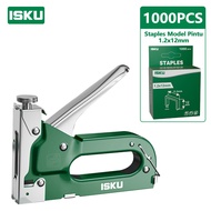ISKU Staples Tembak 3 in 1 Heavy Duty Gun Tacker Besi Hekter Tembak Jok Motor Kayu Spanduk Kabel Sta