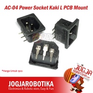 AC-04 Power Socket Kaki L PCB Mount AC Power 3 Pin komputer PC Adaptor