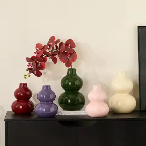 Ceramic Vase Colored Gourd Chinese Retro Flower Arrangement Flower Vase Flowerpot Terrarium Home Dec