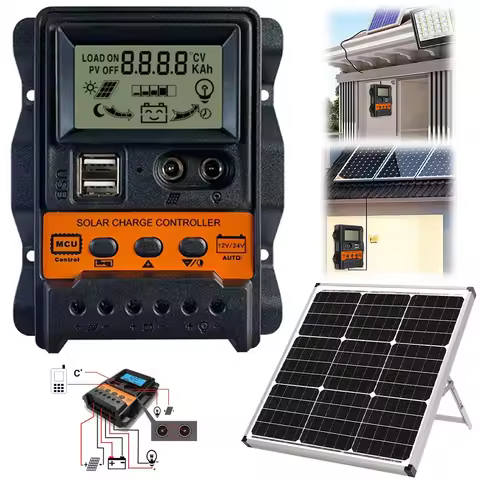 MPPT/PWM Solar Charge Controller 10A/20A/30A Solar Panel Battery Regulator Dual USB LCD Display Sola