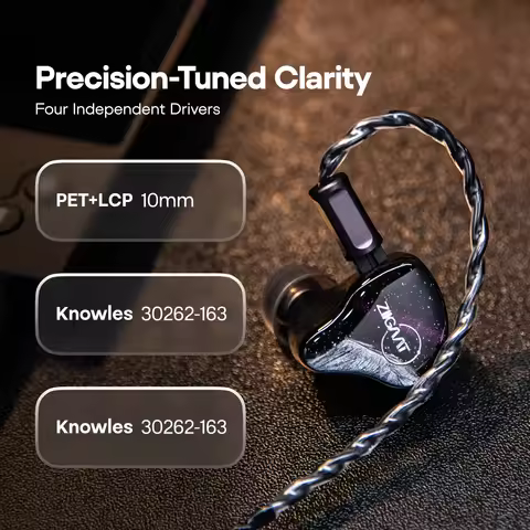 Linsoul ZiiGaat Crescent Premium 2DD+2BA Hybrid IEM Hifi Earphone Isobaric Dual Dynamic Driver Desig