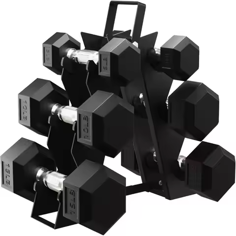BalanceFrom Premium Rubber Encased Hex Dumbbell Sets, 46LBS Set, 60LBS Set, 100LBS Set