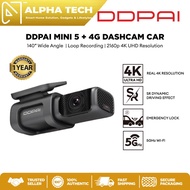 DDPAI Mini 5 + 4G 2160P 4K Dash Car Cam DVR Built in 64GB EMMC - Black