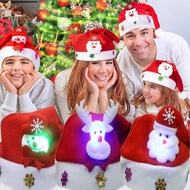 เกล็ดหิมะสีทองสำหรับผู้ใหญ่เด็กหมวกคริสต์มาสไฟ LED หมวกตุ๊กตาหิมะซานต้ากวางเรนเดียร์ของขวัญสำหรับงานเลี้ยงคริสมาสต์ปีใหม่
