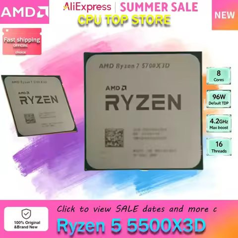AMD Ryzen 7 5700X3D 8-Core 16-Thread CPU 3GHz 4.1GHz Boost 96MB L3 Cache AM4 Socket DDR4 Compatible 