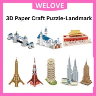 3D Paper Craft Puzzle Famous Landmark KLCC Tokyo Tower Eiffel Tower Tiananmen Neuschwanstein Castle 