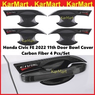 Honda Civic 2022 - 2025 Door Handle Cover Carbon Glossy Black Decorative Protect Door Bowl Car Acces