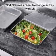 Rectangular 316 Stainless Steel Tray, Stackable Container with Lid