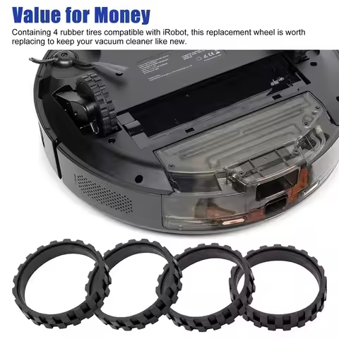 4PCS Robot Tire Rim Vacuum Robot Tires For Wheels Series 5/6/7/8/9/I7 S9+ Anti-Slip Vacuum Cleaner P