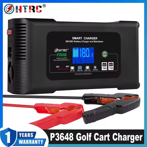 HTRC 36V/18A Golf Cart Battery Charger 48V/13A for EZ-GO RXV TXT Club Car Yamaha AGM LiFePO4 PB Lith