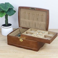 Lock Antique Jewelry Retro Box European Style Solid Wood Luxury Storage Box Decoration Wedding Gift 
