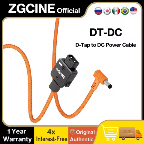 ZGCINE D-Tap to DC Power Cable 5.5*2.5 (Braided Wire) 180° Rotatable, External D-Tap Battery to Powe