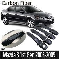 สีดำคาร์บอนไฟเบอร์สำหรับ Mazda 3 BK รถเก๋ง MPS 2004 2005 2006 2007 2008 2009สติกเกอร์ตกแต่งฝาครอบมือ