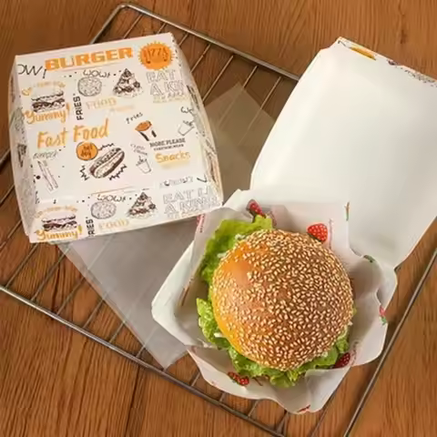 50/100Pcs Thickened And Greaseproof Burger Packaging Box Disposable Burger Box Food Grade Fast Food 