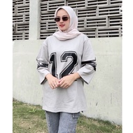 Oversized Baseball Top with 7 Sleeves,/8 Jumbo Sporty T-Shirt Women's Vintage T-Shirt/ Oversized T S