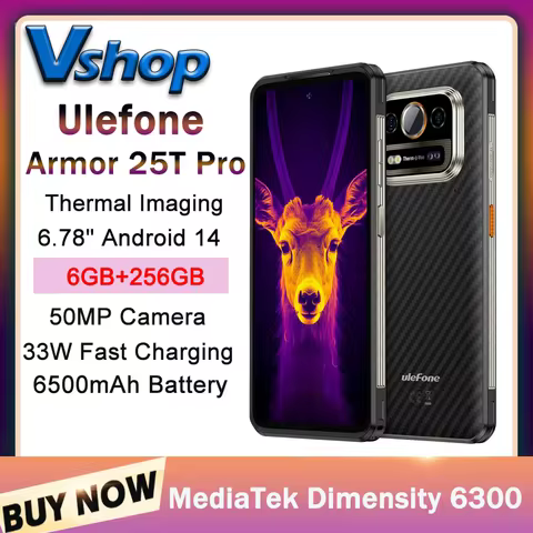 Ulefone Armor 25T Pro 5G Rugged Smartphone 6GB+256GB 6.78'' Thermal Imaging Android 14 33W 50MP+64MP