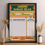 Poster ABSENSI KELAS Dekorasi Hiasan Pajangan Dinding Alat Peraga Kelas Sekolah Perpustaaan Lomba Ag