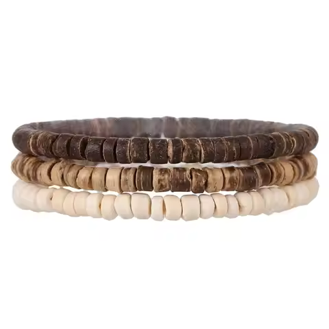 Puka Shell Bracelet for Men Wooden Bracelets Turquoise Stack Beaded Minimalist Trendy Jewelry for Fr