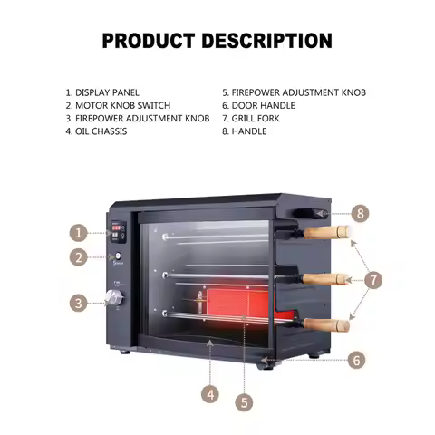 Camping Outdoor BBQ Grill Home Garden Gas Oven Auto Rotating Gas Portable Oven Multifunctional Gas O