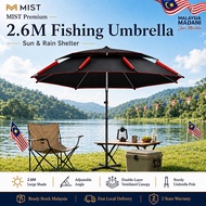 【MIST】2.6M Payung Mancing Big Fishing Umbrella Beach Sun Shade Payung Portable Adjustable Big