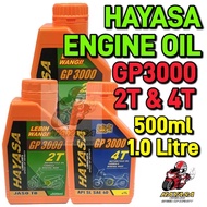 100% ORIGINAL HAYASA ENGINE OIL MINYAK HITAM GP 3 GP3000 2T JASO TB / 4T SAE40 500ML / 1.0 LITRE USE