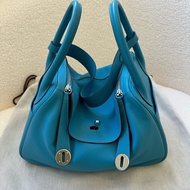 愛馬仕Lindy30藍色銀扣98新超新實物很美